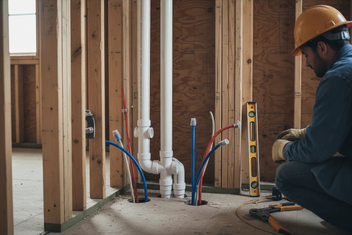 Drain and supply rough-in during Drain Cleaning in Somersville