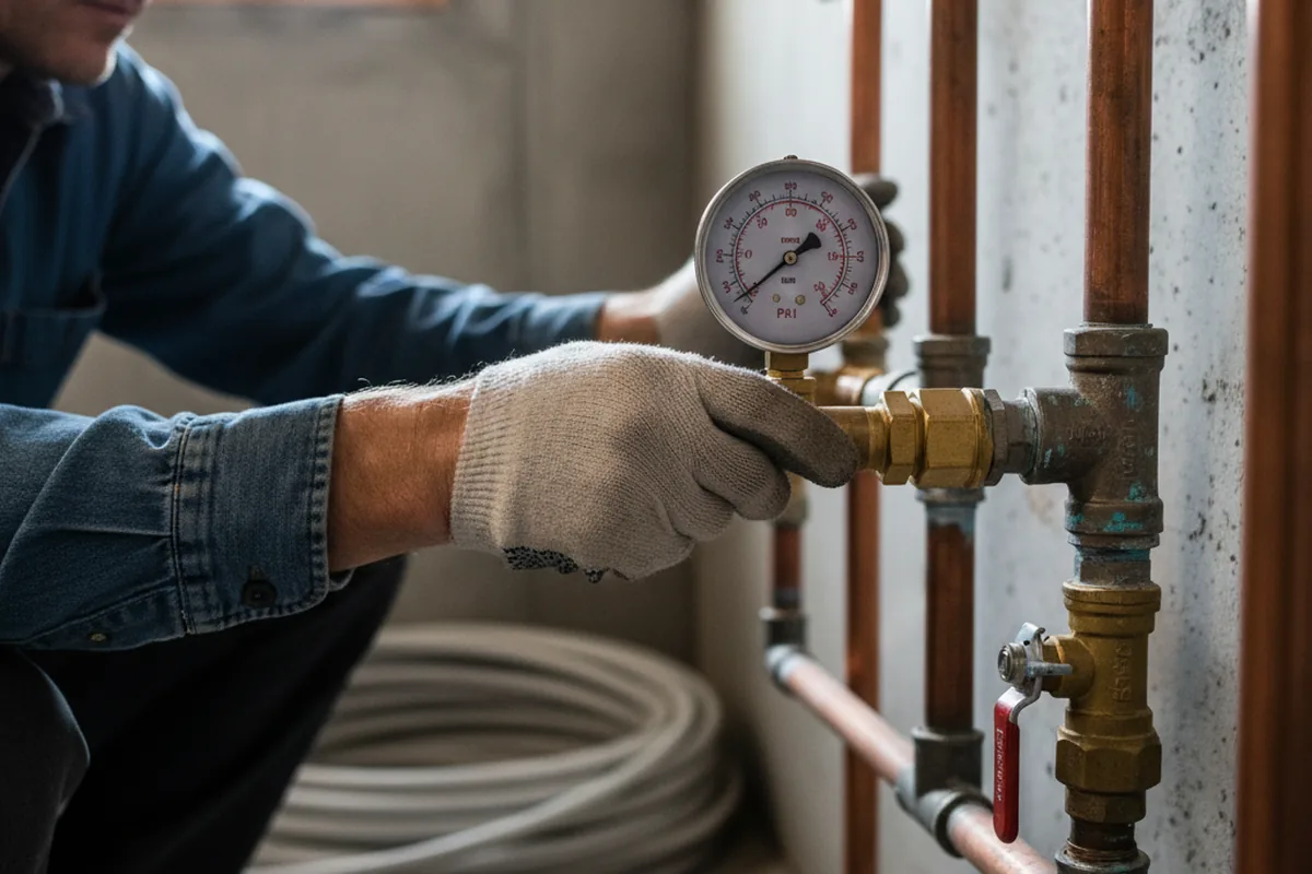 Pressure testing a repaired line during Water Line Repair in Somersville